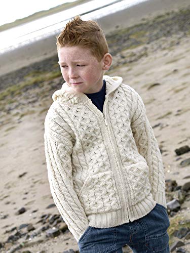 Aran Crafts Irish Wool Hooded Cardigan, Natural, Size 8/11 Aran Crafts Irish Wool Hooded Cardigan, Natural, Size 8/11
